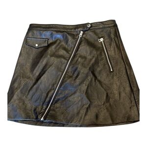 H&M Black Faux Leather Skirt Size 8